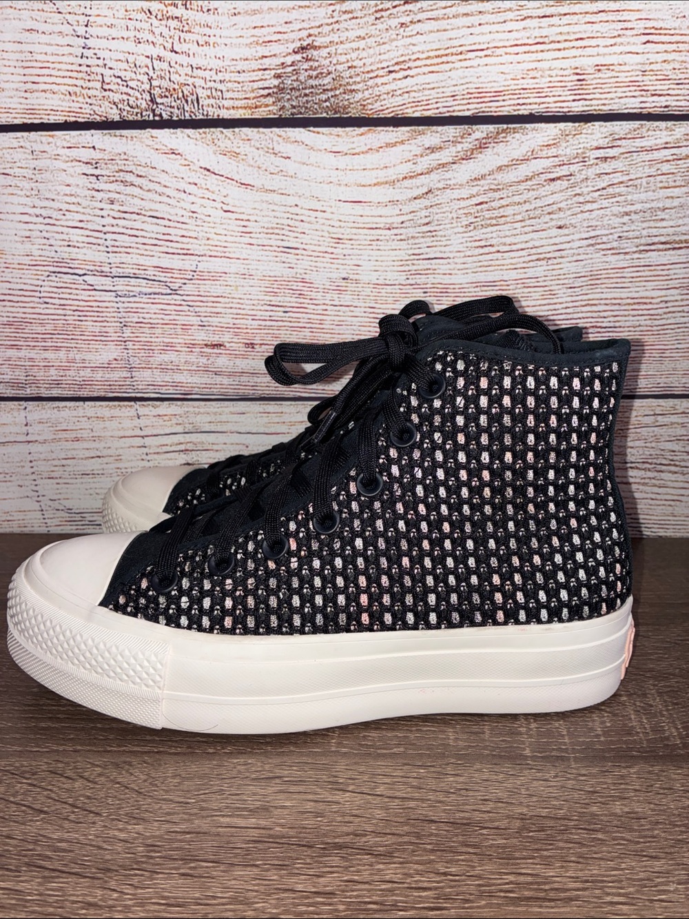 Worn Once Converse Chuck Taylor All Star Lift Platform Crochet High Top 7.5 - Picture 4 of 11